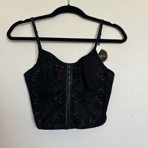 Wacoal Braberry Black Bustier Size 34B NEW Boselli Stretch Swarovski Elements